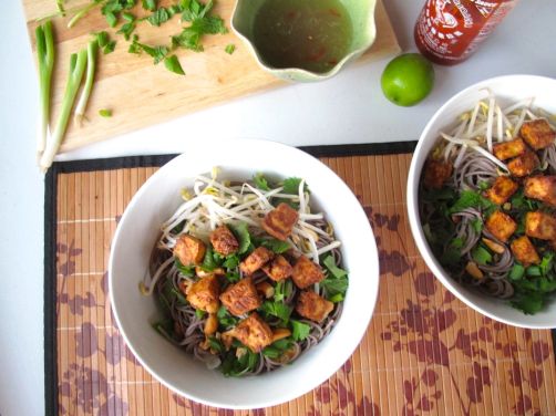 Vietnamese Style Soba (Bun Chay) with Baked Peanut Tofu and Nuoc Cham Sauce Vietnamese Style Soba (Bun Chay) with Baked Peanut Tofu and Nuoc Cham Sauce