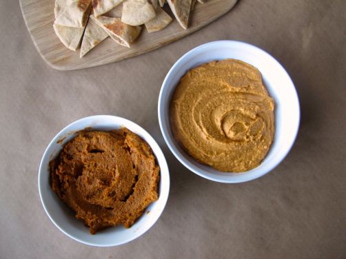 Muhammara, Roasted Red Pepper Hummus, and Pita Bread
