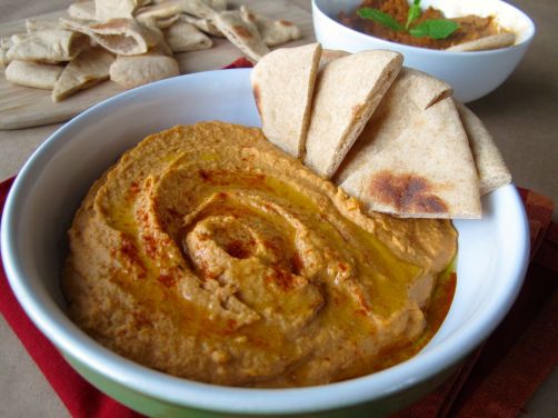 Roasted Red Pepper Hummus and Muhammara