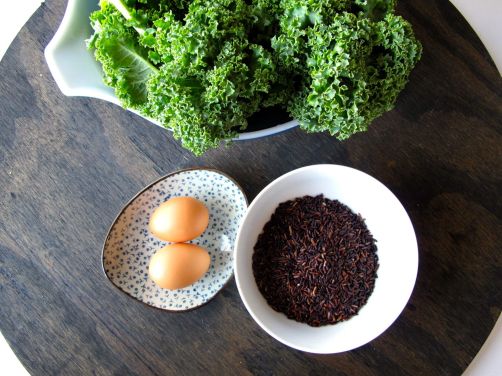 Ingredients for Kale & Fried Eggs over Rice Ingredients for Kale & Fried Eggs over Rice
