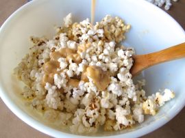 Making Peanut Butter Popcorn Balls with Chocolate