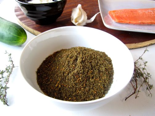 Ingredients for Za'atar Crusted Salmon with Tzatziki Yogurt Sauce