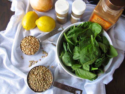 Ingredients for Lemony Lentil Spinach Soup
