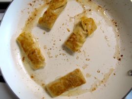 Frying Pumpkin Cheese Blintzes