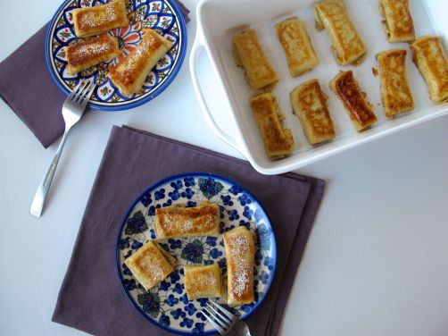 Pumpkin Cheese Blintzes caramelized in butter and sugar
