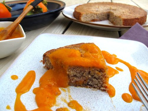 Persimmon Hazelnut Cake with Persimmon Sauce