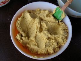 Frosting-textured tamale masa seasoned with vegetable broth