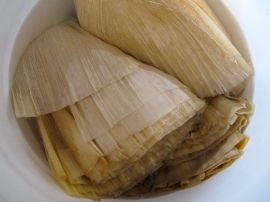 Soaking the corn husks
