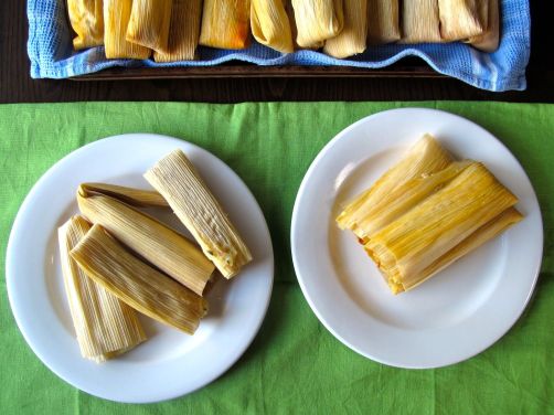 Adobo Chicken and Chile Cheese Tamales