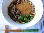 Kitsune Udon in Mushroom Ginger Broth (with vegetarian dashi)