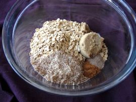 Making Pear Cranberry Crisp with cardamom (gluten-free)