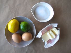Ingredients for Lemon Lime Curd to fill Thumbprint Cookies