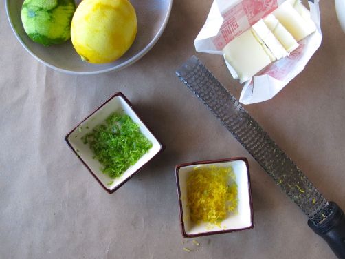 Lemon and lime zest for Lemon Lime Thumbprint Cookies