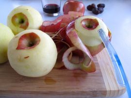 Peeling apples for Charoset Peeling apples for Charoset
