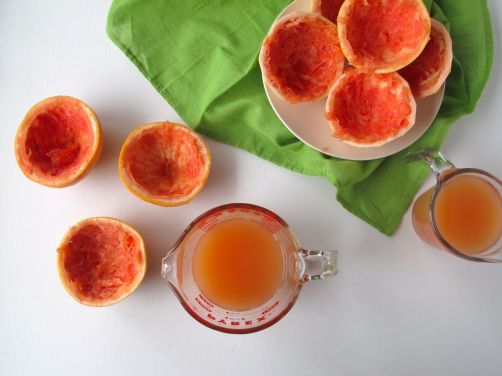 Juicing grapefruit for Greyhound Granita with Candied Grapefruit Zest