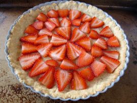 Making Brown Butter Strawberry Rhubarb Tart