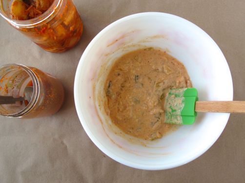 Making Kimchijeon (kimchi pancake)