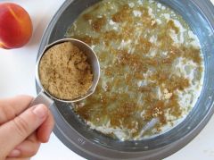 Making the Peach Upside-Down Cake layer