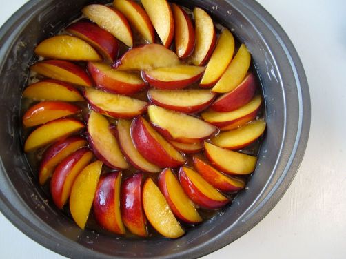 Making the top layer: Stone Fruit Upside-Down Cake