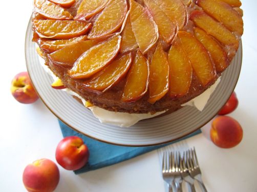 Peaches and Cream Cake (layered stone fruit upside-down cake)