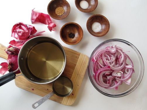 Ingredients for Quick-Pickled Red Onion