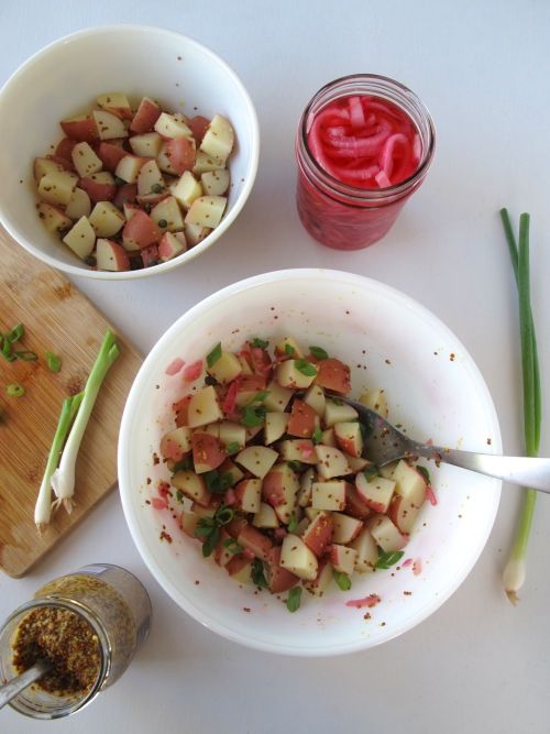 Whole-Grain Dijon Mustard Potato Salad with Quick-Pickled Red Onion 