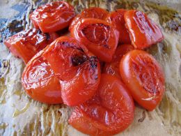 Roasted tomatoes for Spanish chilled gazpacho soup