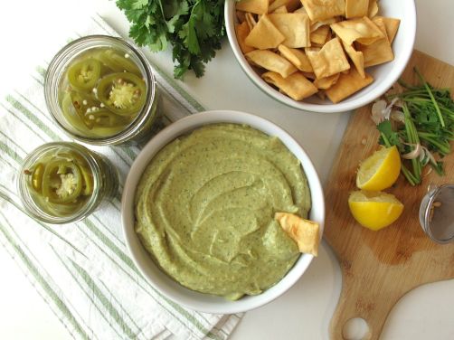 Quick-Pickled Jalapeños and Cilantro Jalapeño Hummus