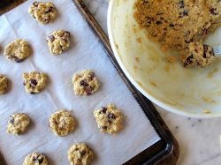 Making Orange Cardamom Cranberry Oatmeal Cookies