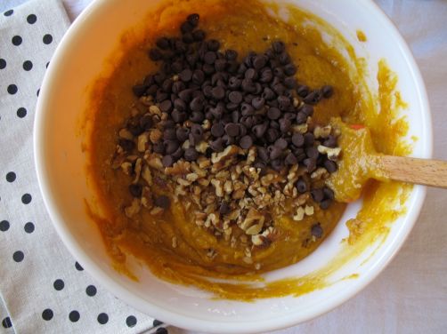 Making One-Bowl Pumpkin Walnut Chocolate Chip Bread