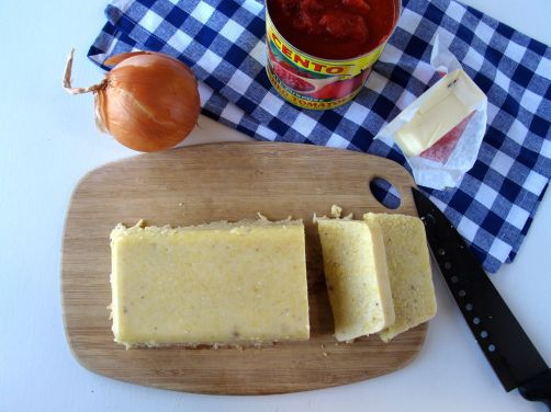 Parmesan Black Pepper Baked Polenta, ready to be grilled