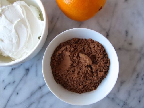 Cocoa powder and Greek yogurt for making Orange Chocolate Pancakes