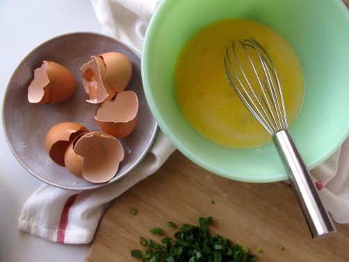 Making Scallion Cream Cheese Scrambled Eggs