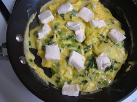 Adding the cream cheese