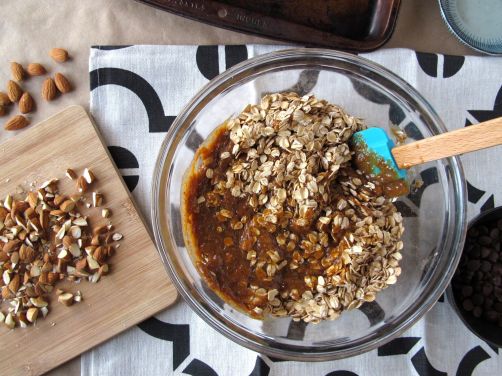 Making Almond Butter Chocolate Granola Bars