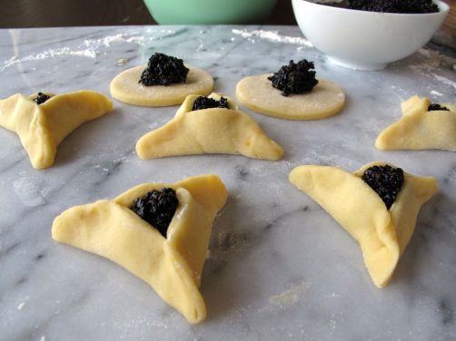 Making Black Sesame Seed filled Hamantaschen