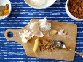 Making Nepali Spiced Almond Chicken