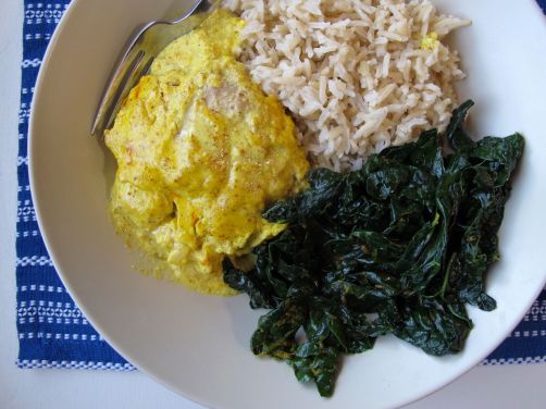 Nepali Spiced Almond Chicken and Kale