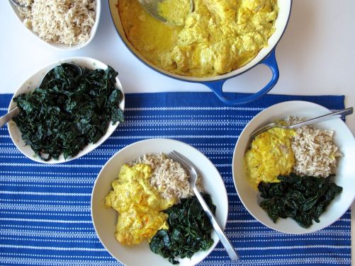 Nepali Spiced Almond Chicken and Kale