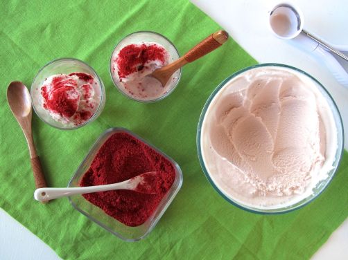 Pomegranate Rosé Frozen Yogurt with Pulverized Raspberry Dusting